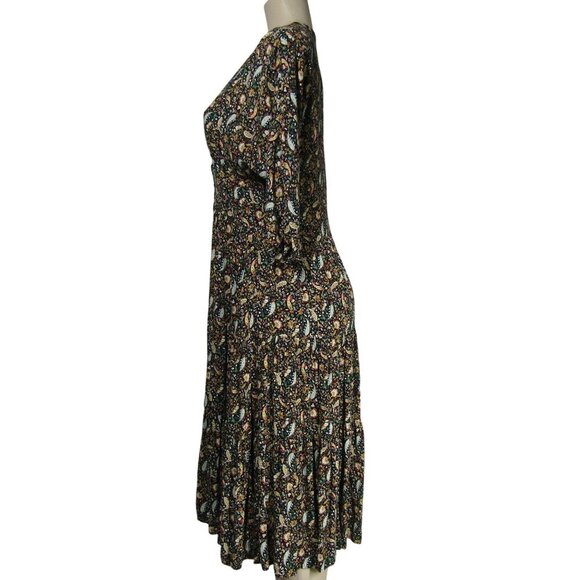 ZARA Button Front XS Paisley Floral Gypsy Boho Whimsigoth Witchy Midi Dress - Picture 5 of 10